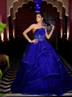 Asymmteric Blue ball gown